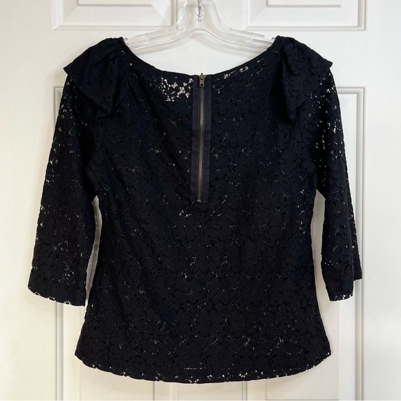 Pins & Needles Anthropologie Allover Lace Semi-sheer Puff Shoulder Top S Black - Picture 9 of 16